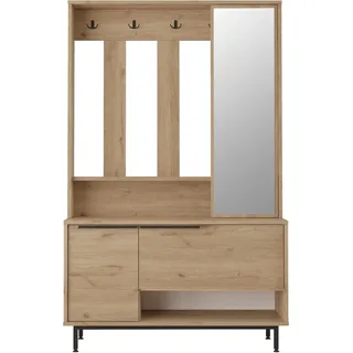 Eingangsgarderobe Rebecca Mobili Giloy 178x112x33,5 Spanplatte Glas Hell Eiche Dunkelgrau Modern - Hellbraun