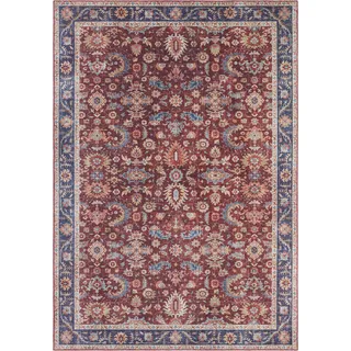 Nouristan Asmar Teppich – Wohnzimmerteppich Orient-Touch Detailiertes Muster Florales Kurflor Flachgewebe Teppich für Esszimmer, Wohnzimmer, Schlafzimmer – Bordeauxrot, 160x230cm