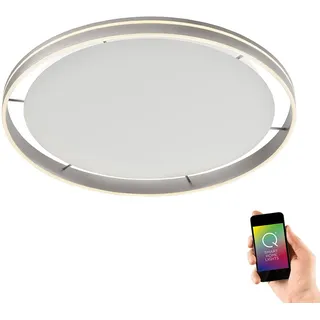 Selltec LED Deckenleuchte rund Ø 79cm Q-Vito CCT-Lichttemperaturwechsel, dimmbar Fernbedienung silber Wohnzimmer, Esszimmer, Schlafzimmer 8418-13, 8418-55 - Silber