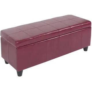 MCW Aufbewahrungs-Truhe Sitzbank Arezzo, Leder + Kunstleder, 112x45x45cm rot
