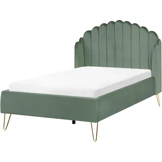 Beliani Bett mit Lattenrost 120/200 cm Grün Ambillou , Textil , 120x200 cm , Schlafzimmer, Betten