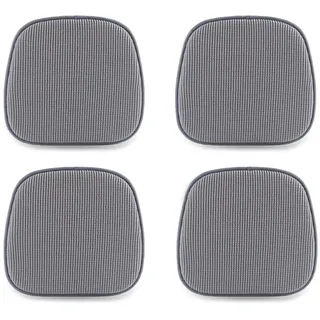 TANYOO 4er Set Stuhlkissen 40x38 cm Sitzkissen Stuhl mit Kariertem Samtbezug Rutschfestes Waschbares Sitzauflage für Stühle im Büro Outdoor Indoor Garten 15 x 16 Inches (Grau)