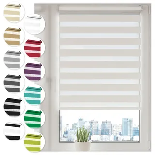 Sonello Doppelrollo Klemmfix ohne Bohren 60 cm x 100cm Weiß Fensterrollo | Fenster Rollos Für Innen, Klemmrollo, Sonnenschutzrollo, Duo Rollo für Fenster & Tür, Zebrarollo, Tag und Nacht Rollo