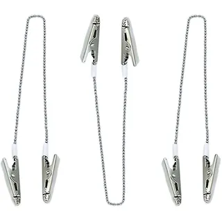 3 Stück Serviettenkette,Serviettenhalter,Edelstahl mit Klammern,Metall Serviette Klamme Silber,Lätzchenkette,Ketten mit Clip Für Senioren Erwachsene Kinder,Für Zahnarzt Handtuch Schürze Lätzchen