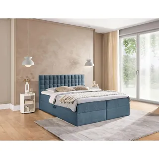 Boxspringbett Schlafzimmerbett TORIBO PREMIUM 200x220cm Stoff Coral Himmelblau - Blau