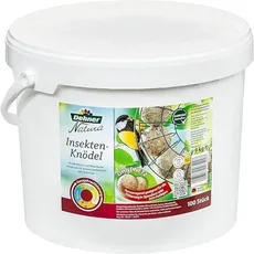 Dehner Natura Premium Meisenknödel ohne Netz, Insektenknödel, ganzjähriges Wildvogelfutter proteinreich / energiereich, im Eimer, 100 Stück je 90 g (9 kg)