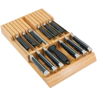 Utoplike Messerblock aus Bambus, Küchenmesser, Schublade, Organizer, großer Griff, Steakmesserhalter (ohne Messer), Aufbewahrung für 12 Messer