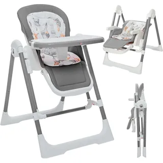 Baby Vivo 3in1 Kinderhochstuhl / Babywippe höhenverstellbar für Kinder - Lulu in Grau - Grau
