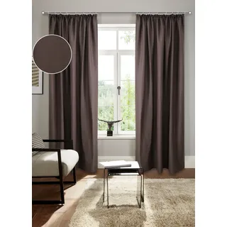 Vorhang BRUNO BANANI "Lagan" Gr. 1, braun, B:140cm H:145cm, Polyester, Polyester, Gardinen, Vorhang, 2-er Set, gewebt, Microfaser, versch. Größen, einfarbig, Bestseller, Topseller