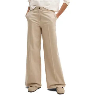 Bügelfaltenhose MARC O'POLO "MARGO Wide", Damen, Gr. 36, N-Gr, smooth sand, Twill, Obermaterial: 98% Baumwolle, 2% Elasthan, weit lang, Hosen Bügelfaltenhose, Model Margo wide aus Organic Cotton-Twill