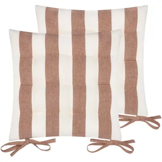 Yard Hayle gestreifte Sitzpolster aus Baumwolle – Pekannuss – 40 x 40 cm