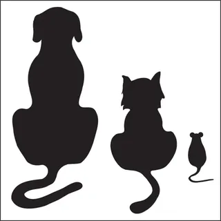 Ambiance-Live Wandtattoo Hund, Katze und Maus - 75 X 75 cm, Schwarz