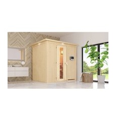 Sauna Bena Energiesparsauna inkl. Kranz-Set Naturbel. u. Ofen 3,6kW Bio ext.Strg