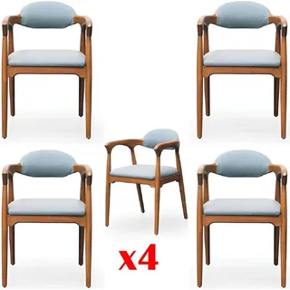 Esszimmer Garnitur 4x Stuhl Set Stühle Lehn Garnitur Essgruppe Möbel Gruppe - Braun