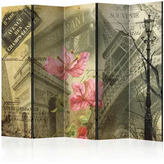 artgeist Paravent , Sandfarben, Hellrosa , Holz, Textil , Kiefer , massiv , Vintage , 225x172x3 cm , Motiv auf Vorder- und Rückseite , Wohnzimmer, Raumteiler, Paravents