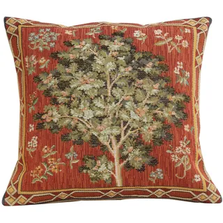 Charlotte Home Furnishings Inc. Gewebter französischer Wandteppich, mittelalterliche Eiche, 35,6 x 35,6 cm, Fantasy-Kunst, Dame und das Einhorn-Serie, dekorative Designer-Kissen. Handgefertigter