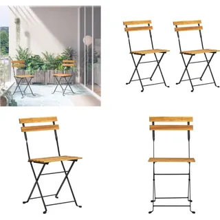 vidaXL Klappbare Gartenstühle 2 Stk. Stahl und Massivholz Akazie - Gartenstuhl - Gartenstühle - Holz-Gartenstuhl - Holz-Gartenstühle - Braun
