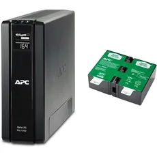 APC Back UPS PRO USV 1500VA Leistung - BR1500G-GR - inkl. 150.000 Euro Geräteschutzversicherung & APCRBC123 - Ersatzbatterie für Unterbrechungsfreie Notstromversorgung (USV) von APC