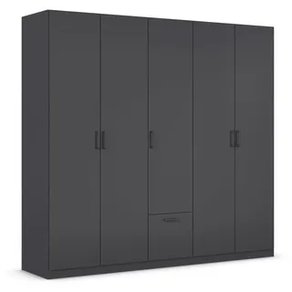 Rauch Möbel Bari, Drehtürenschrank 5-türig, Kleiderschrank Grau-Metallic, 1 Schublade, 226x210x54cm
