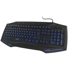 uRage Gaming-Tastatur mit Hintergrundbeleuchtung (leise, Hintergrundbeleuchtung in 7 Farben, Anti-Ghosting, Win-Lock, AZERTY, kabelgebunden, Handgelenkauflage, 4 Makro-Tasten, 12