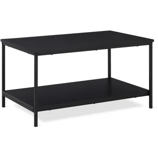 Amazon Basics Couchtisch, Rechteckig, mit unterer Ablage, Wohnzimmer, Mitteltisch, Moderner Stil, Schwarz, 50,5cm x 80cm x 42cm