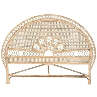 DRW Kopfteil für Betten, 135-140 - 150 cm, Pfau aus natürlichem Rattan, 175 x 3 x 130 cm