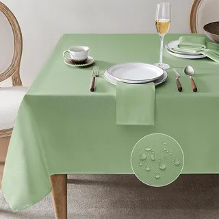 Softalker Tischdecken Outdoor abwaschbar 140x240 cm grün rechteckig Frühling Oster wasserabweisend abwischbar Jacquard Tischdecke Tischtuch Table Cloth für Draußen Camping Garten Geburtstag Frühling