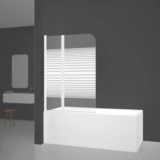 Aurlane Badewannenfaltwand White Elegance 2 Weiß 100 cm x 140 cm 2-teilig