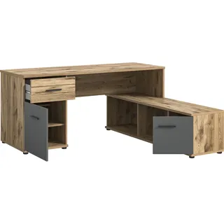 INOSIGN »Riga, Breite 170cm, in Nox Oak Nachbildung und Basalt grau«, Bürotisch, Schreibtisch, Ecktisch, Arbeitszimmer, Computertisch