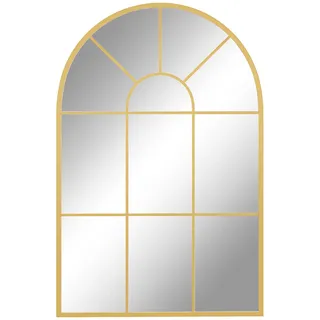 Homcom Wandspiegel Fensterspiegel 91 x 60 cm Dekorativ Spiegel mit Metallrahmen Gold , Goldfarben , Glas , 2x60x91 cm , Spiegel, Wandspiegel
