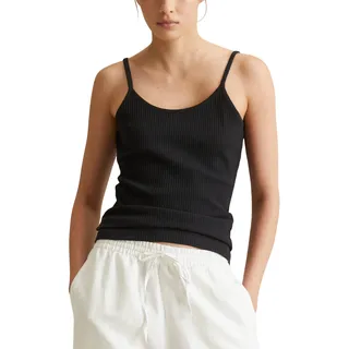 Marc O'Polo Denim Damen Trägertop mit Stretch-Anteil gerippt, Schwarz (Black), L