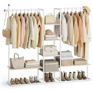 songmics home Garderobenständer RGR012K01 Naturbeige-Mattweiß