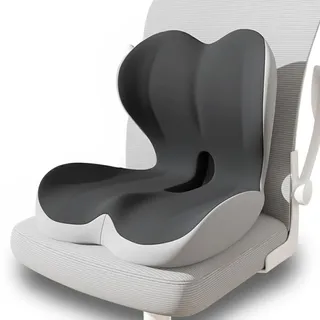 lomonmen Orthopädisches Sitzkissen mit Rückenlehne,Ergonomisches Sitzkissen für Bürostuhl & Auto,Memory Foam Komfort Steißbeinkissen für Zuhause,Auto,Rollstuhl & Bürostühle (grau)