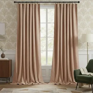 StangH Vorhänge für Kinderzimmer, Sonnenlicht, Rouge, Samt, Raumverdunkelungsvorhänge für Schlafzimmer, Elegante Innendekoration, Sichtfenster für Wohnzimmer, B 52 x L 96, Blush Beige, 2 Paneele