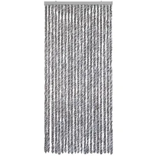 WOHNWOHL Flauschvorhang (90x200 cm) • Wohnwagen Türvorhang • Fliegenschutz Balkontür • Insektenschutz Vorhang • Fadenvorhang Tür • Sichtschutz Wohnmobil • Farbe: Silber/Weiss/Braun