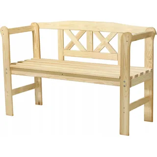 KADAX Parkbank aus Holz mit Rückenlehne 119 cm Terrasse Garten - Braun