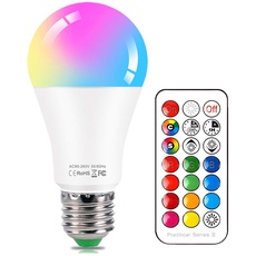 Glühbirne E27 LED Farbwechsel Lampe mit Fernbedienung, 10W RGB + Kaltweiss Dimmbar Edison Farbige Birnen für Schlafzimmer Wohnzimmer Atmosphäre Licht