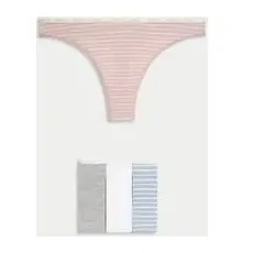 Womens Body by M&S 4pk Cotton Rich Thongs - Light Blue Mix, Light Blue Mix - 8