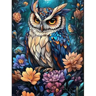 jieyisier Diamond Painting Erwachsene Set,Diamant Painting Bilder Eule,Diamond Painting Set für Erwachsene für Anfänger Zuhause Wanddekoration 12x16 Zoll