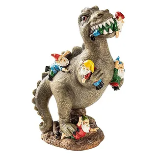 Jauhmui Dinosaur Gartenzwerge für Außen Lustig Gartenfiguren Skulptur 15 cm