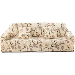 ARNTY Sofabezug, Sofabezug Ecksofa, Sofaüberwurf für 1/2/3/4 Sitzer Elastische Stretch Sofahusse Jacquard Sofaschoner (Blumen, 4 Sitzer Sofabezüge:231-300cm)