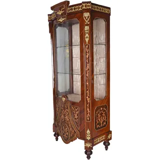 Vitrine Barock Vitrinenschrank Antik Intarsien Schrank Glasvitrine Bücherregal