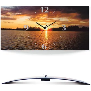 Artland Wanduhr »Sonnenuntergang am See« wahlweise mit Quarz- oder Funkuhrwerk, lautlos ohne Tickgeräusche, orange