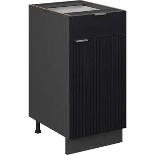 Vicco Küchenschränke Fame-Line, 40 cm ohne Arbeitsplatte, Schwarz gestreift/Anthrazit - Schwarz, Grau