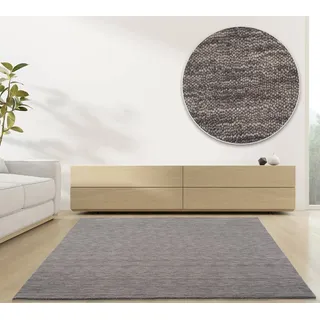 rug n' roll Wollteppich Luxus Designerteppich; moderner uni Teppich aus reiner Schurwolle, Rechteckig grau 40 cm x 60 cm
