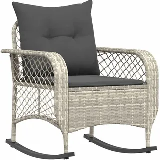 vidaXL Garten-Schaukelstuhl mit Kissen Hellgrau Poly Rattan - Grau