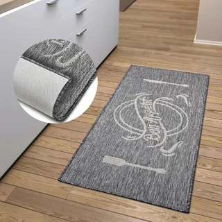 HANSE HOME Küchenläufer »Bon Appetit« rechteckig 5 mm Höhe Läufer, Rutschfest, Küchenteppich, Küche, Teppich, Pflegeleicht, grau