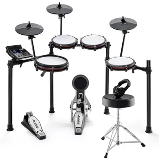 Alesis Nitro Max Kit Elektronische Schlagzeug mit Quiet Mesh Pads, 10&#34; Dual Zone Snare, Bluetooth, 440+ Sounds, Drumeo, USB MIDI, Kick Pedal, Schlagzeughocker und ohrumschließende Kopfhörer