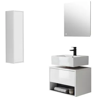 PLACES OF STYLE Badmöbel-Set »Studio Line, Bad im modernen Design, 3-teiliges Badezimmer« 3 Stk. tlg., weiß