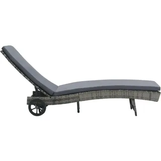vidaXL Sonnenliege mit Rädern und Auflage Poly-Rattan Anthrazit - Grau